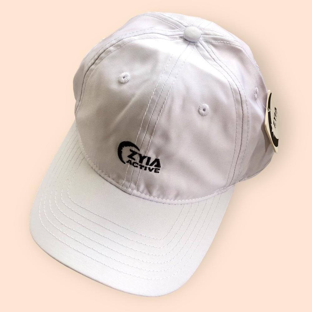Zyia Active NWT White Classic Cap Hat Embroidered Logo Crescent Moon Activewear